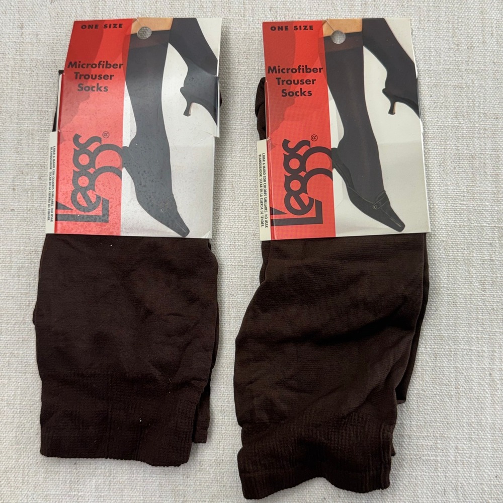 Vintage‎ L’eggs Wear Brown Microfiber Trouser Socks 2 Pair NOS Made in USA